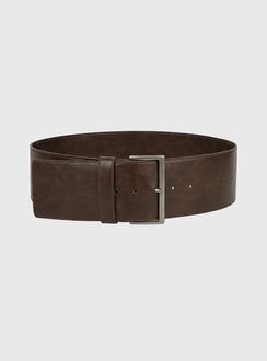Aeriana Faux Leather Wide Belt Chocolate