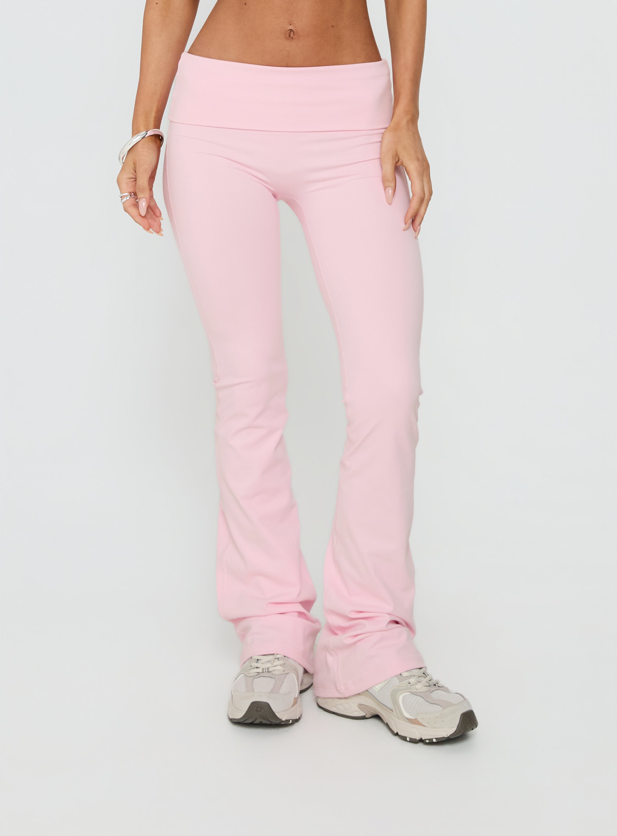 Pace Setter Active Foldover Waist Flared Leggings Pink | Princess