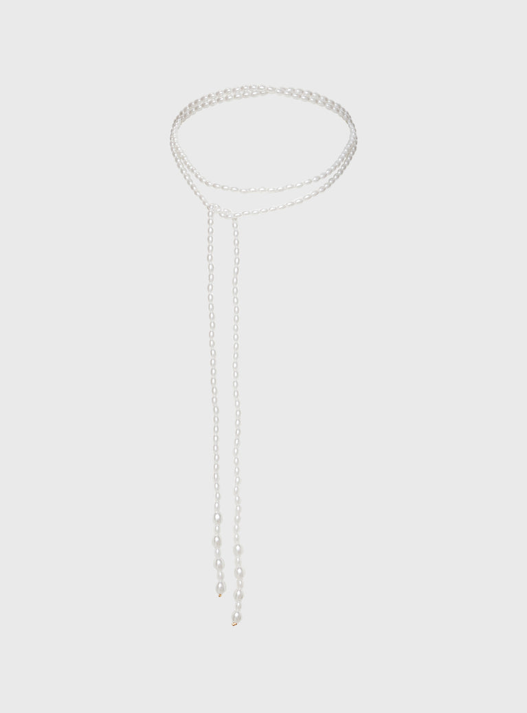 Omar Pearl Tie Necklace White