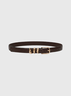 Naela Faux Leather Belt Dark Brown / Gold