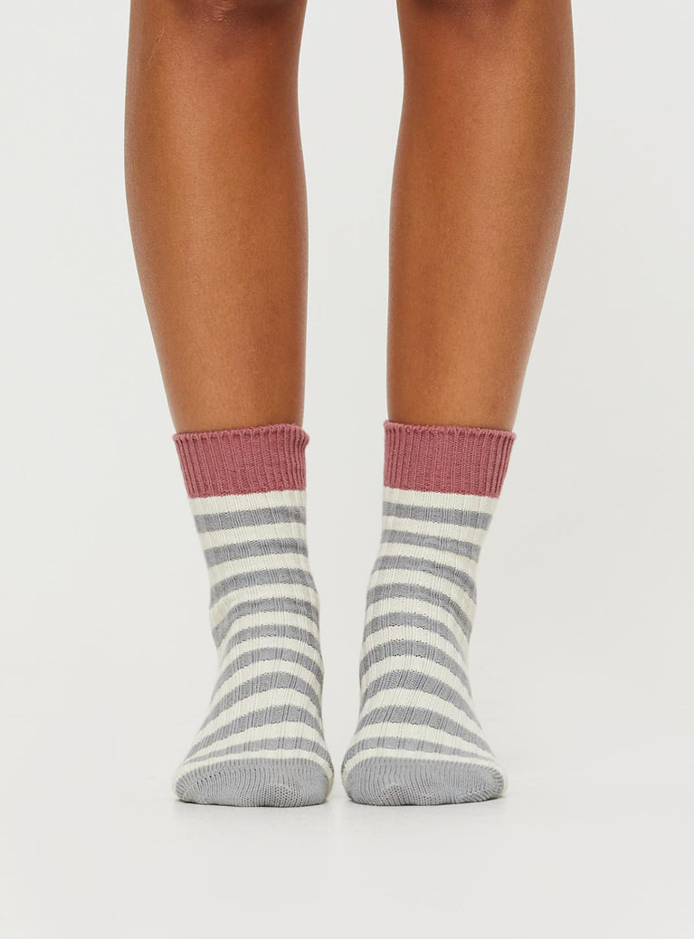 Jenneyfer Socks Grey Stripe