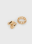 Gold-toned ring set Pack of two, lightweight