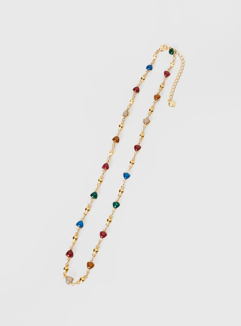 Gold-toned necklace Beaded design, lobster clasp fastening