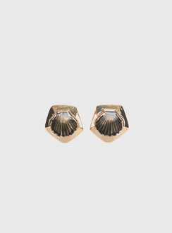 For The Thrill Shell Earrings Gold / Brown