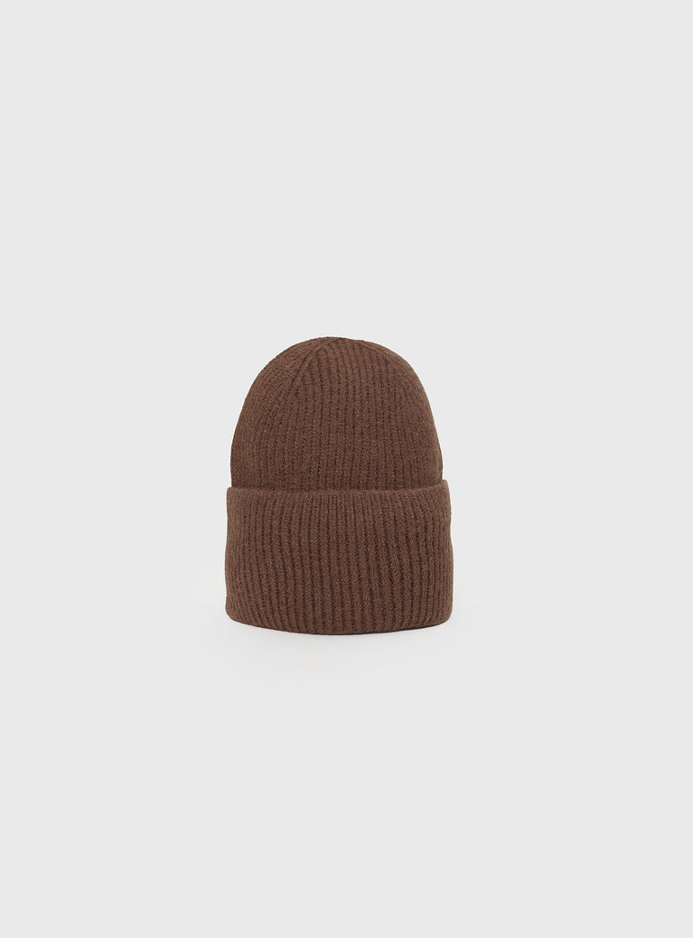 Chocolate Beanie Knit beanie, foldable brim, pinched top
