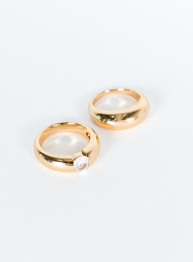 Gold-toned ring pack Set of two, pearl detail, lightweight
