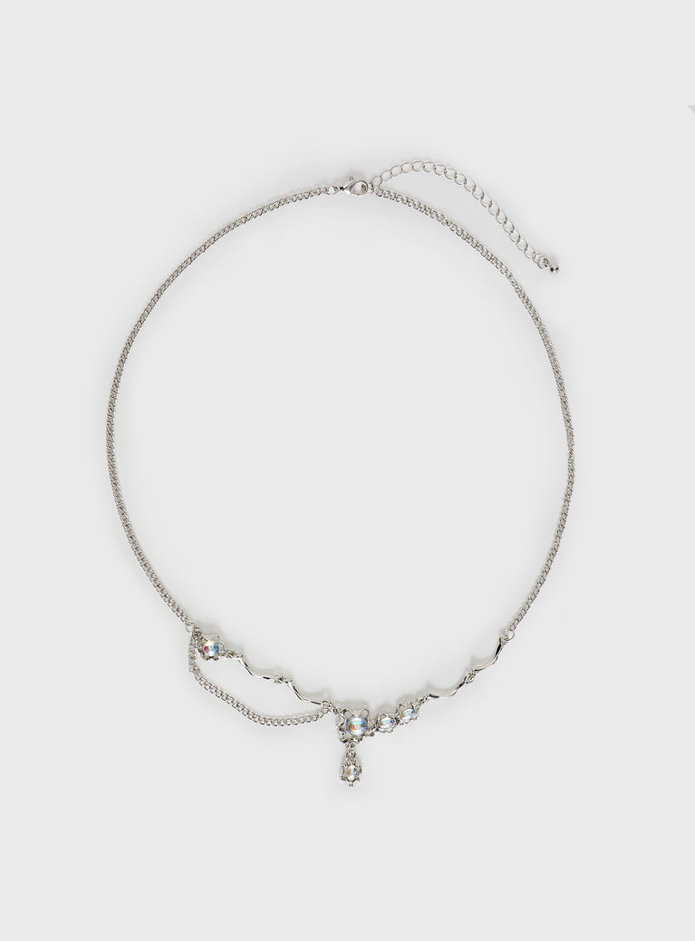 Necklace Silver-toned, gemstone detail, lobster clasp fastening