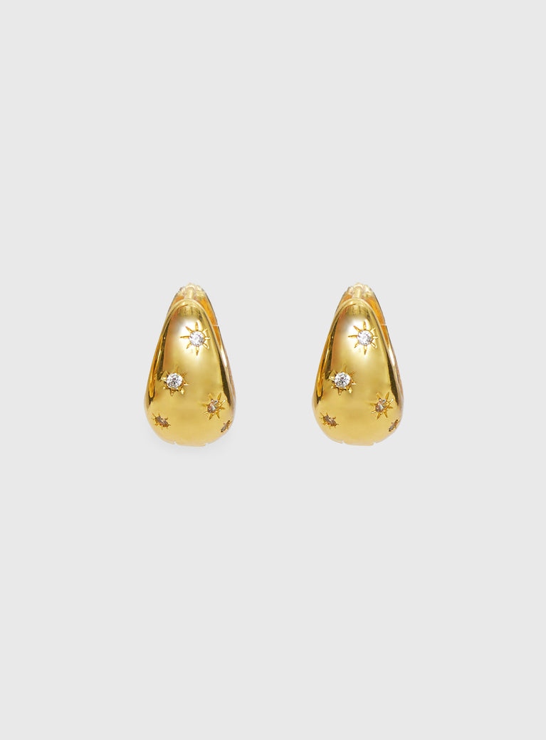 Dahna Diamante Detail Earrings Gold