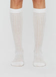 Knee high socks  Ribbed cuff, sheer