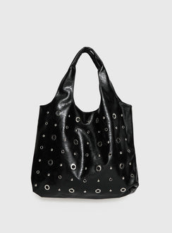 Find Your Love Eyelet Detail Shoulder Bag Black