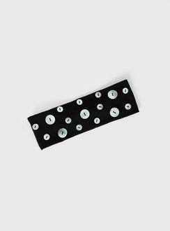 Isalyn Button Headband Black