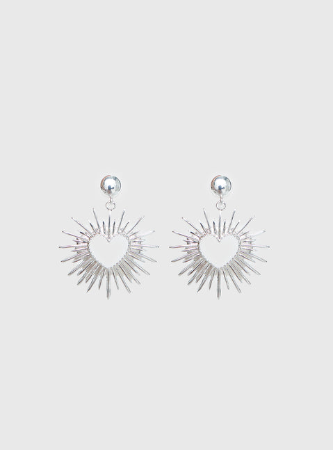Manifest It Heart Earrings Silver