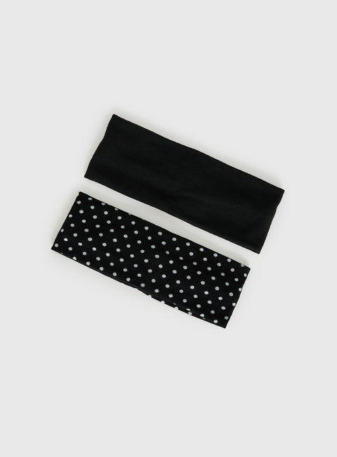 The Juney Headband Pack Black Polka Dot