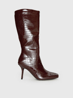 Alexx Knee High Boots Burgundy
