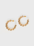 Gold-toned earrings Twist design, stud fastening, hoop look