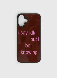 I Say IDK iPhone Case Brown / Pink