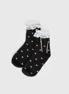 Reminisce Heart Detail Socks Black / White