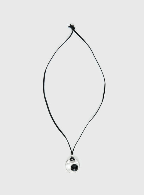 Coastal Chaos Pendant Cord Necklace Silver / Black