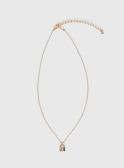 Mallary Lock Pendant Necklace Gold