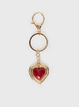 Red Heart Keyring Gold / Red