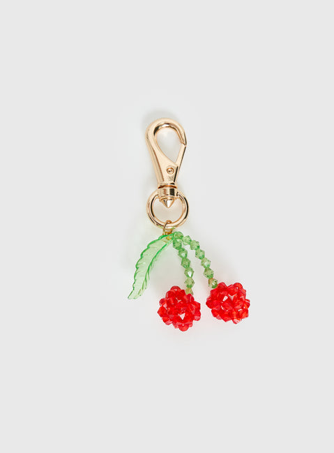 Good Influence Beaded Cherry Keychain Gold / Multi