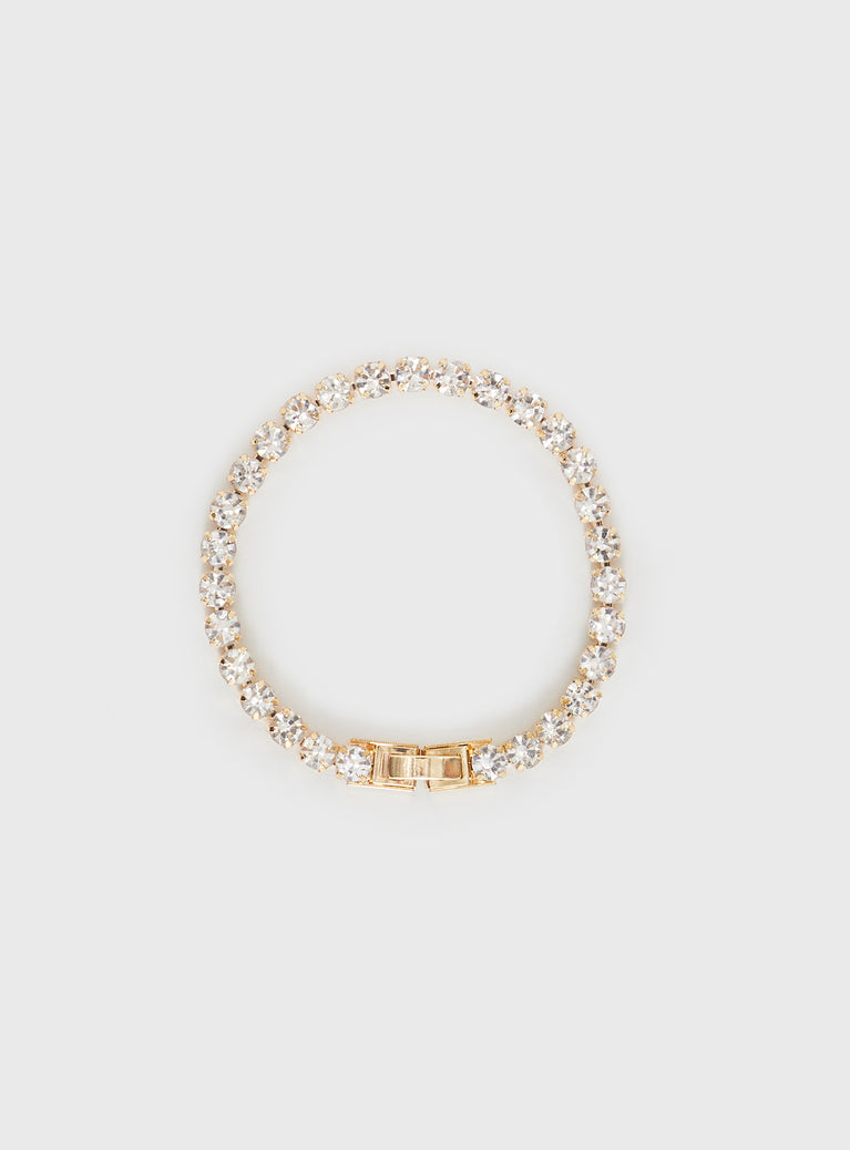 Gold-toned bracelet Diamante detail, clasp fastening, fixed length