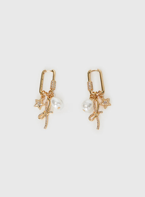 Plus One Charm Earrings Gold