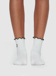 Crew socks Frill cuff, bow print