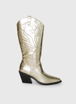 Billini Everlyn Cowboys Boots Gold Metallic