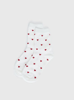 Sweet Heart Socks White / Red