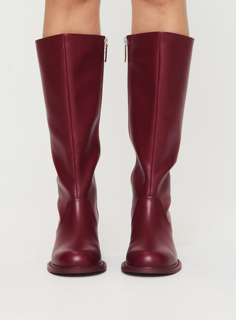 Ella Knee High Boots Burgundy