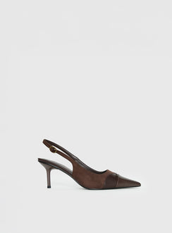 Tiptoe Slingback Heels Brown