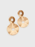 Gold Gold-toned earrings Large pendant style, stud fastening