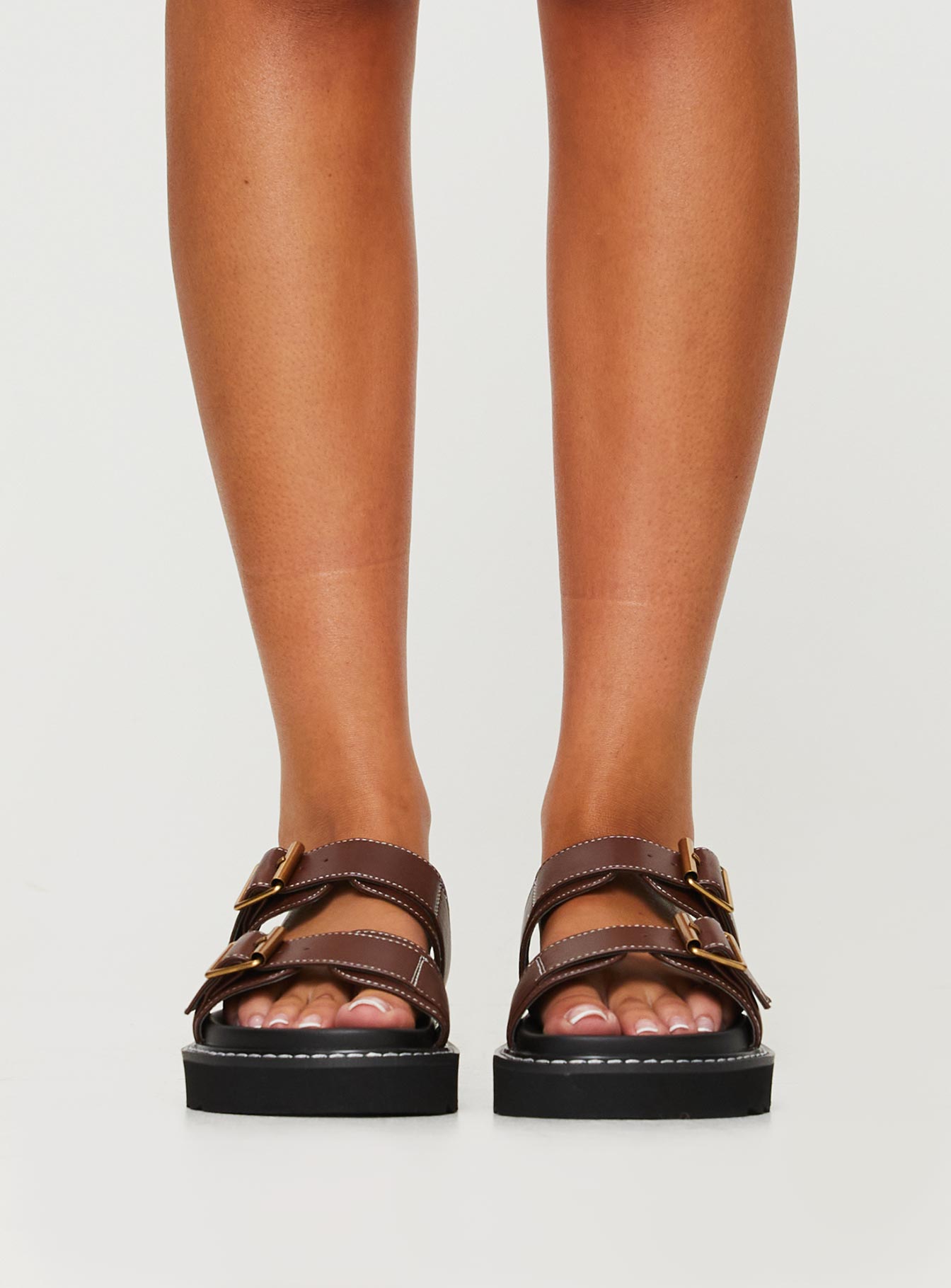 Ma belle sandals contrast stitch chocolate