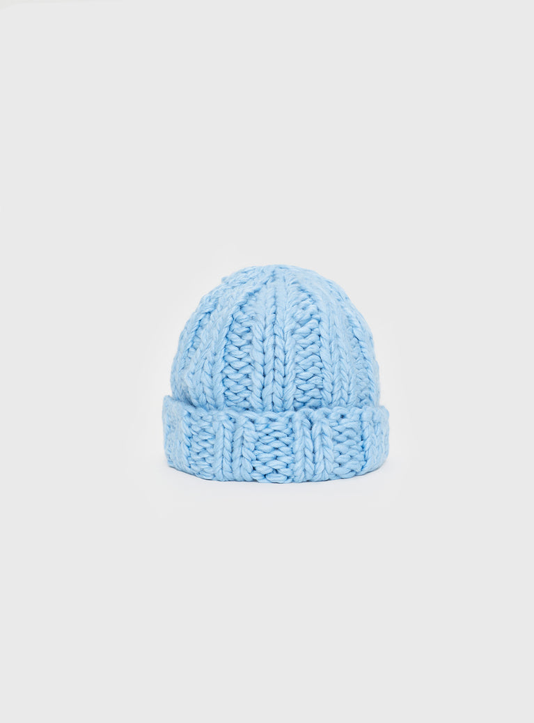 Cable knit beanie with folded brim