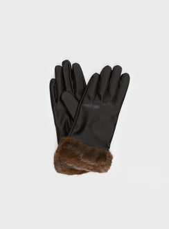 Elowynn Faux Leather Gloves Brown