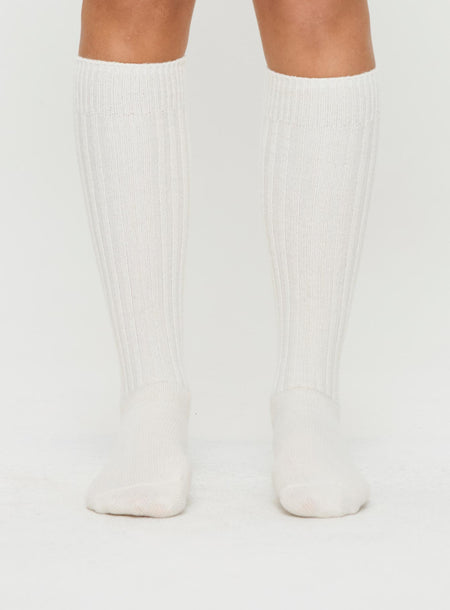 Boderline Knee High Socks White