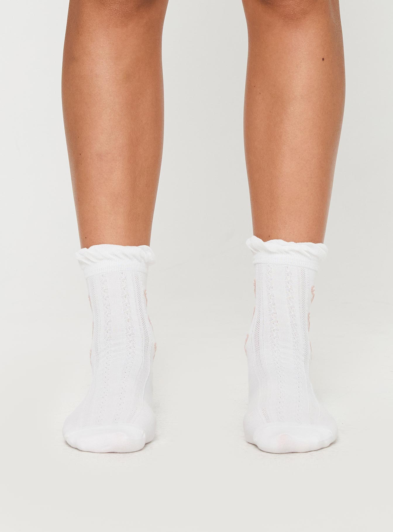 Crew socks Lace & bow detail, frill trim, slight stretch