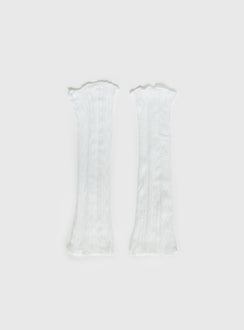 Westie Lace Leg Warmers White