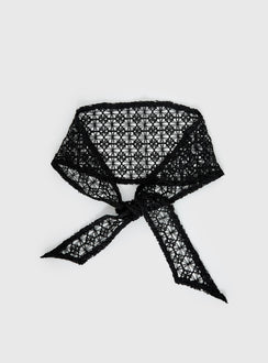 Keighla Crochet Hair Scarf Black