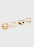 Gold-toned ring pack Pack of four, lightweight, diamante detail