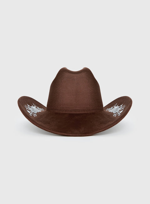 Another Level Embroidered Cowboy Hat Brown