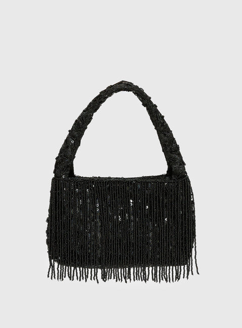Kiss Goodbye Beaded Tassel Bag Black