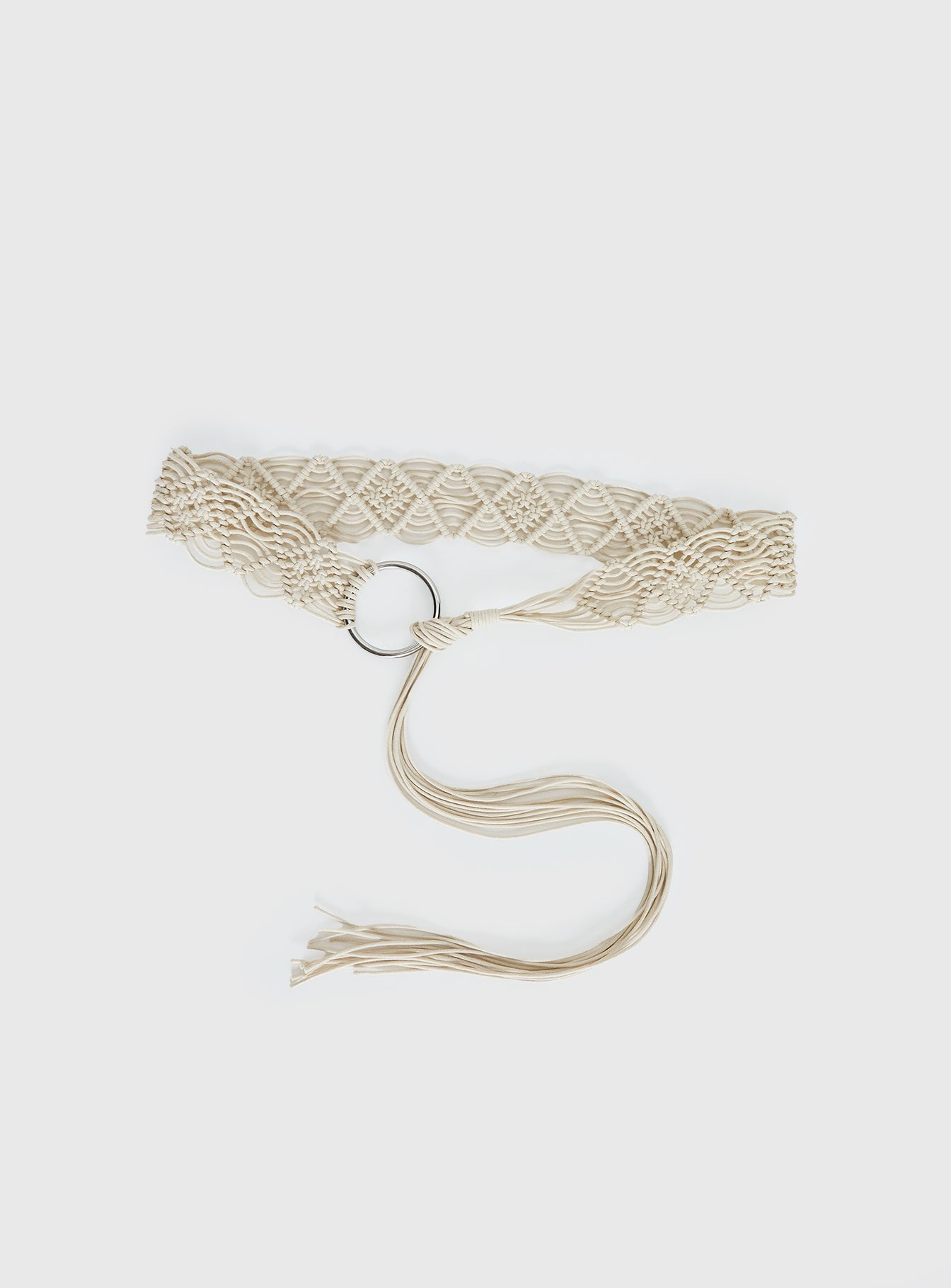 Dayten Ring Detail Crochet Belt Beige