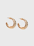 Gold-toned earrings Hoop style, stud fastening, diamante detail Princess Polly Lower Impact