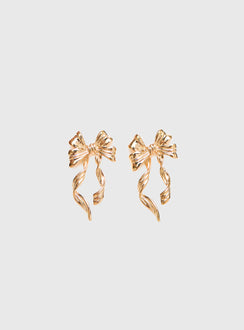 Keep A Secret Bow Earrings Gold