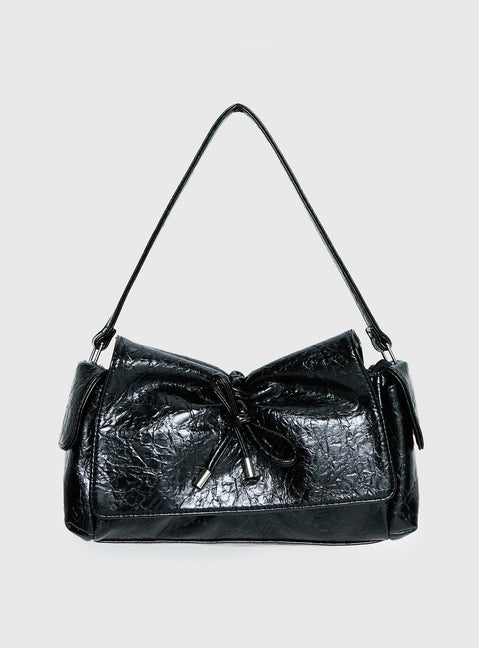 Lay Your Cards Bow Detail Shoulder Bag Black