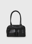 Black bag Silver-toned hardware, zip fastening, twin external pockets with magnetic button fastening, internal zip pocket, flat base
