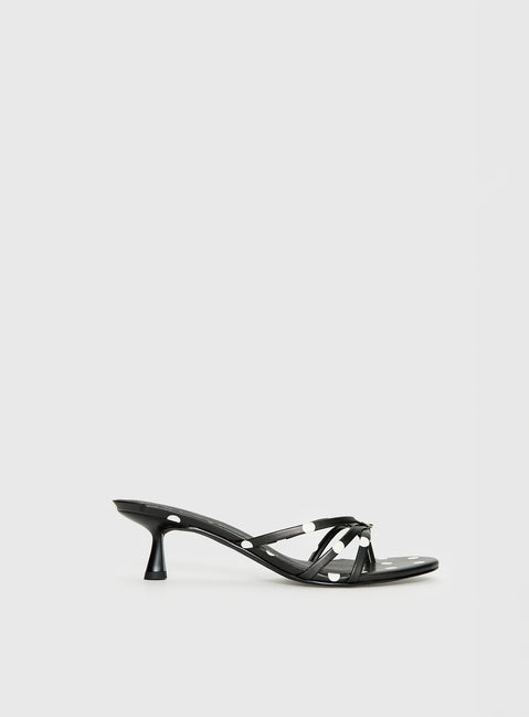 For The Rush Kitten Heels Black Polka