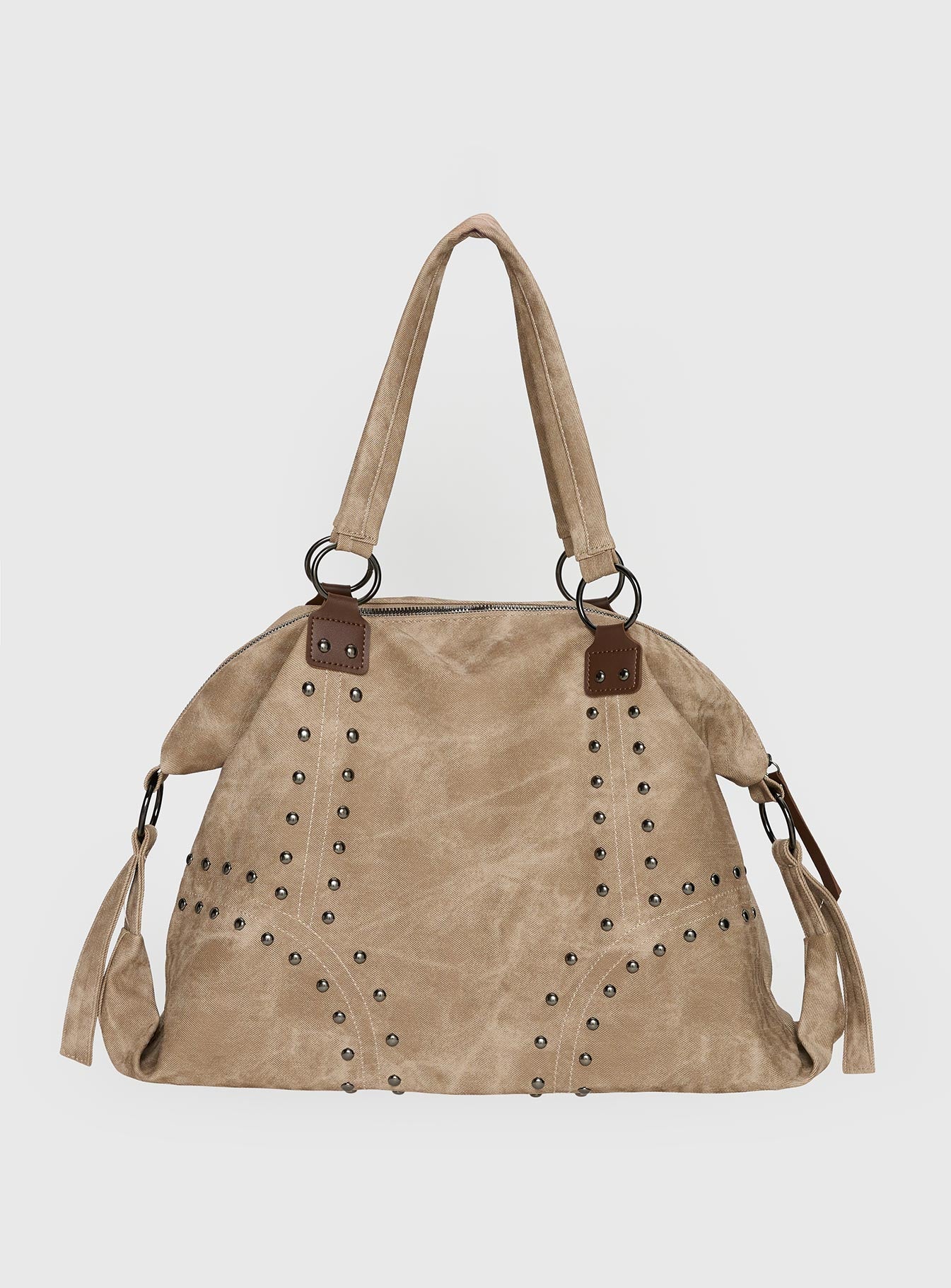 Brittin Stud Detail Shoulder Bag Beige